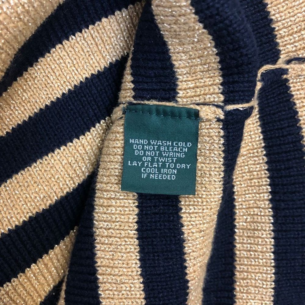 Lauren Jeans Co. Women's Tan Striped Pullover Long Sleeve Sweater Size Large - Picture 3 of 9